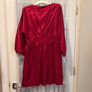 SHEIN Red Satin Leopard Dress